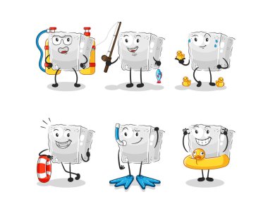 Şeker Küpü Su Faaliyet Grubu. karikatür maskotu vektosu