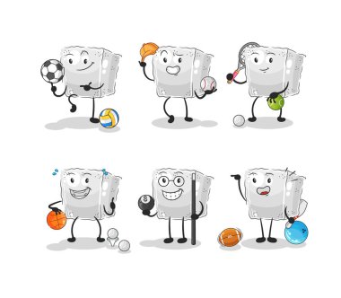 Küp şeker sporu karakteri. karikatür maskotu vektosu