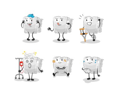 Küp şeker hastası grup karakteri. karikatür maskotu vektosu