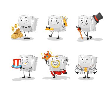 Şeker küpü zengini karakter. karikatür maskotu vektosu