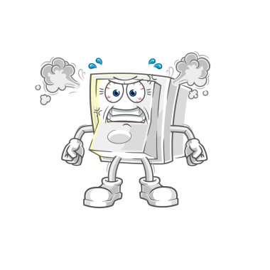 Işık düğmesi çok kızgın bir maskot. çizgi film vektosu