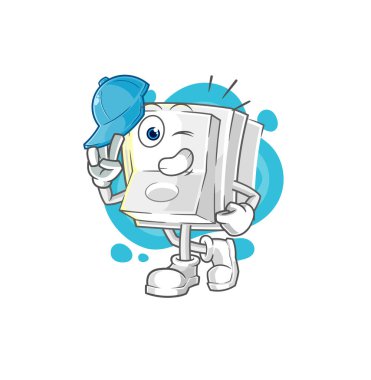 Işık düğmesi. Genç erkek karakter arabası.