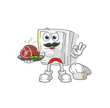 Et maskotu olan ışık düğmesi şefi. çizgi film vektosu