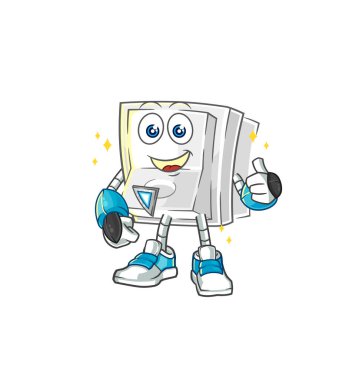 Işık düğmesi robot karakteri. karikatür maskotu vektosu