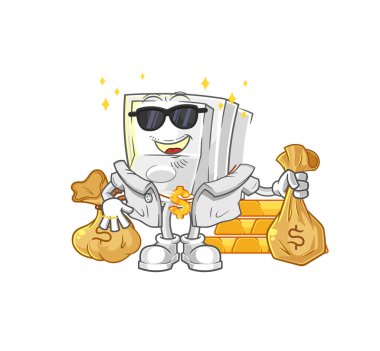 Işık düğmesi zengin karakteri. karikatür maskotu vektosu