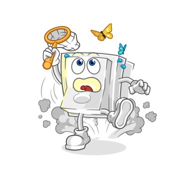 Işık düğmesi kelebek resimlerini yakalıyor. karakter vektosu