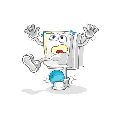 Bowling çizgi filminin ışık düğmesi. karikatür maskotu vektosu