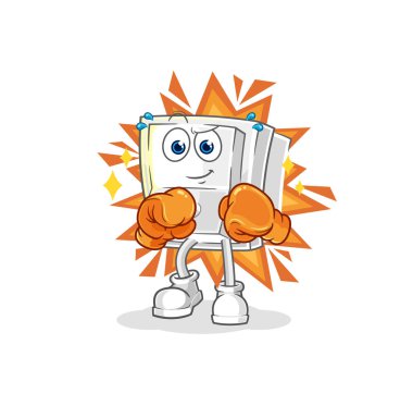 Işık düğmesi boksörü karakteri. karikatür maskotu vektosu