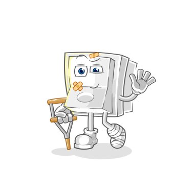 Işık düğmesi topallıyor. karikatür maskotu vektosu