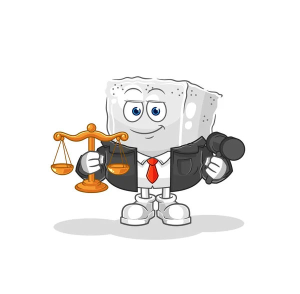Desenho Animado Advogado Cubo Açúcar Mascote Desenhos Animados Vecto — Vetor de Stock