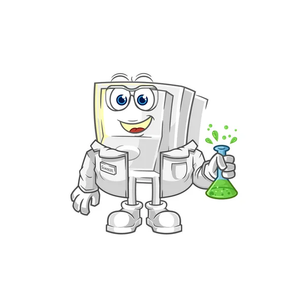 Personagem Cientista Interruptor Luz Mascote Desenhos Animados Vecto —  Vetores de Stock