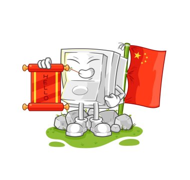 Işık düğmesi Çin çizgi filmi. karikatür maskotu vektosu