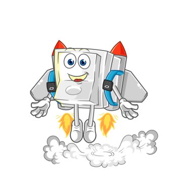 Jet pack maskotlu ışık düğmesi. çizgi film vektosu