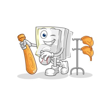 Işık düğmesi beyzbol maskotunu oynuyor. çizgi film vektosu