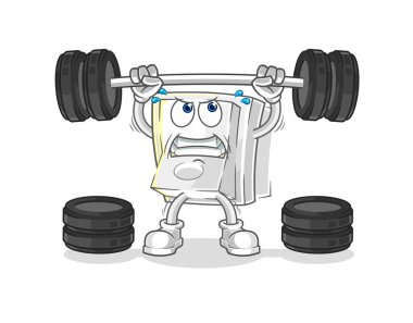 Işık düğmesi halterciyi kaldırıyor. karikatür maskotu vektosu