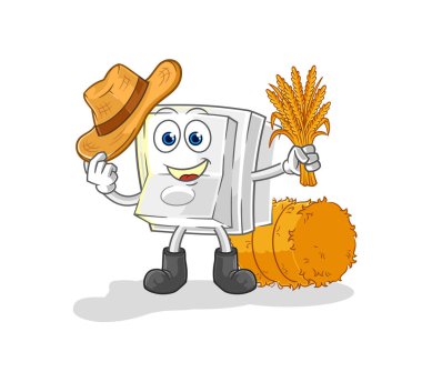 Işık düğmesi çiftçi maskotu. çizgi film vektosu