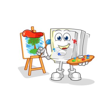 Işık düğmesi sanatçısı maskotu. çizgi film vektosu