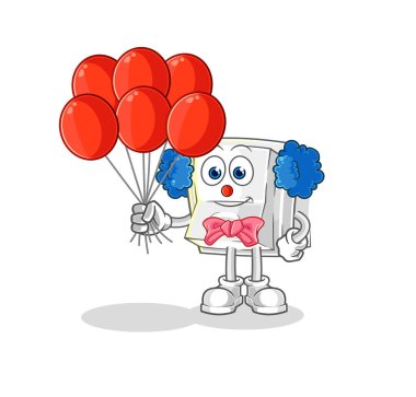 Balon vektörlü ışık düğmesi palyaçosu. karikatür
