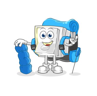 Işık düğmesi kamp maskotu olsun. çizgi film vektosu