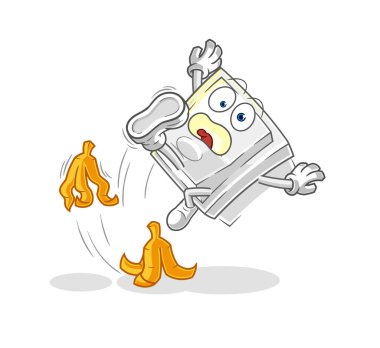 Işık düğmesi muza takıldı. karikatür maskotu vektosu