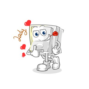 Işık düğmesi flörtleşen illüstrasyon. karakter vektosu