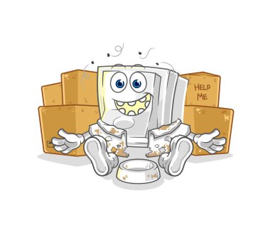 Evsiz adam. karikatür maskotu vektosu