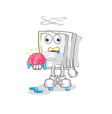 Işık anahtarı, beyin vektörü yok. karikatür