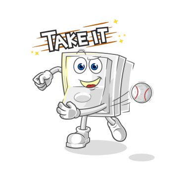 Işık düğmesi beysbol vektörünü fırlatıyor. karikatür