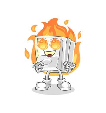 Yangın maskotunun lamba düğmesi. çizgi film vektosu