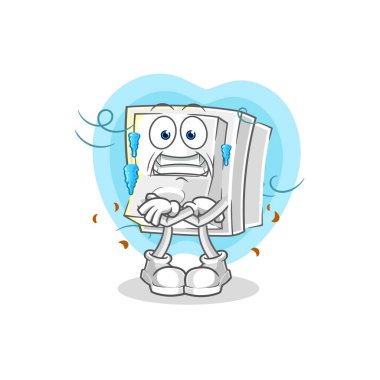 Işık düğmesi soğuk illüstrasyon. karakter vektosu