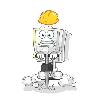 Işık düğmesi matkabı çizgi film karakteri vektosu