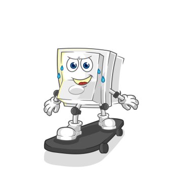 Kaykay sürerken ışık anahtarı çizgi film karakteri vektosu