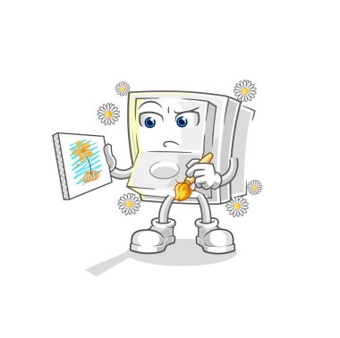 Geleneksel boyacı çizgi film karakteri vektosu