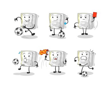 Işık düğmesi grubu karakteri. karikatür maskotu vektosu