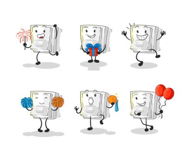 Işık düğmesi, karakteri belirledi. karikatür maskotu vektosu