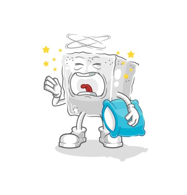 Şeker küpü esneme karakteri. karikatür maskotu vektosu