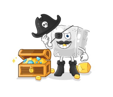 Hazine maskotlu küp şeker korsanı. çizgi film vektosu