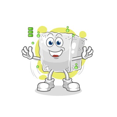 Şeker küpü tam pil karakteri. karikatür maskotu vektosu