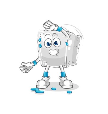 Şeker küpü gerdirme karakteri. karikatür maskotu vektosu