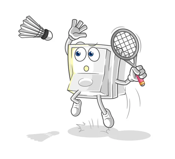 Der Lichtschalter Zerschlagen Bei Badminton Cartoon Cartoon Maskottchen Vecto — Stockvektor