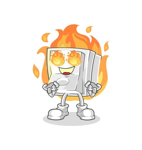 Light Switch Fire Mascot Cartoon Vecto — Stock Vector