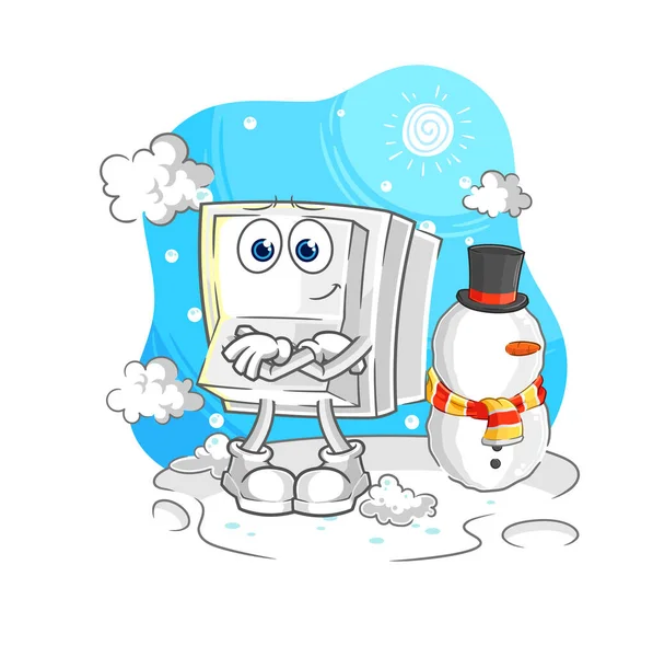 Light Switch Cold Winter Character Cartoon Mascot Vecto — Stock Vector