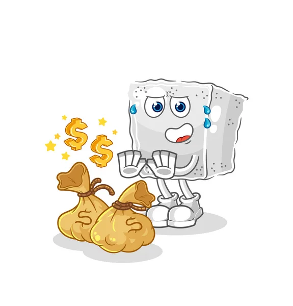 Sugar Cube Refuse Money Illustration Character Vecto — Stock Vector