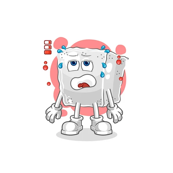 Sugar Cube Low Battery Mascot Cartoon Vecto — Stock Vector
