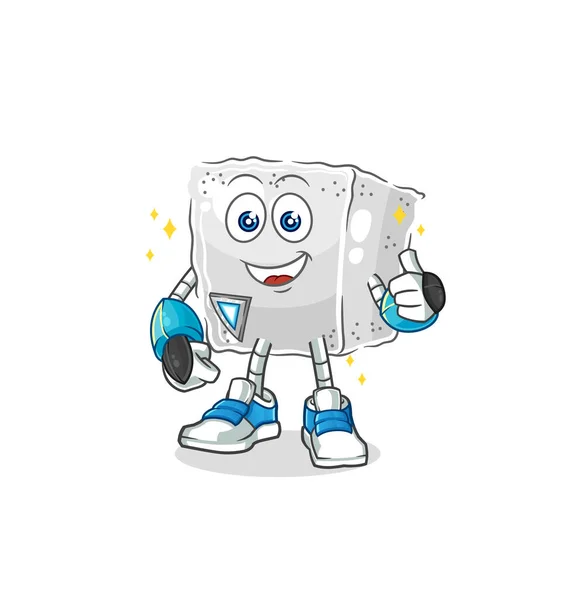 砂糖キューブ型ロボットのキャラクターです 漫画マスコット ベクトル — ストックベクタ