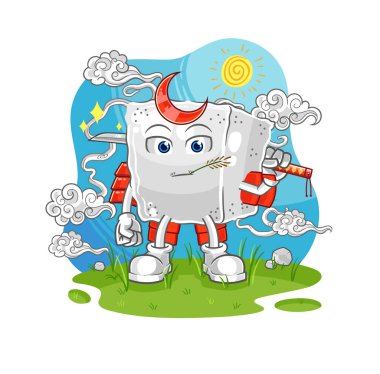 Samuray şekeri karikatürü. karikatür maskotu vektosu