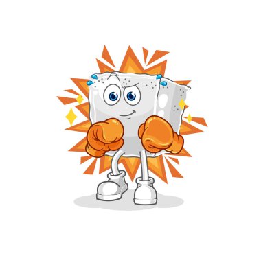 Şeker küplü boksör karakteri. karikatür maskotu vektosu