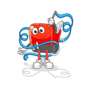 Benzin pompası Ritmik Jimnastik maskotu. çizgi film vektosu