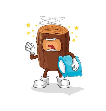 Kütük esneme karakteri. karikatür maskotu vektosu