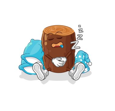 Uyuyan kütük karakteri. karikatür maskotu vektosu